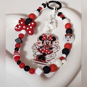 Phone Chain Red Mouse Colorful Bow Keychain Bag Clip Gift